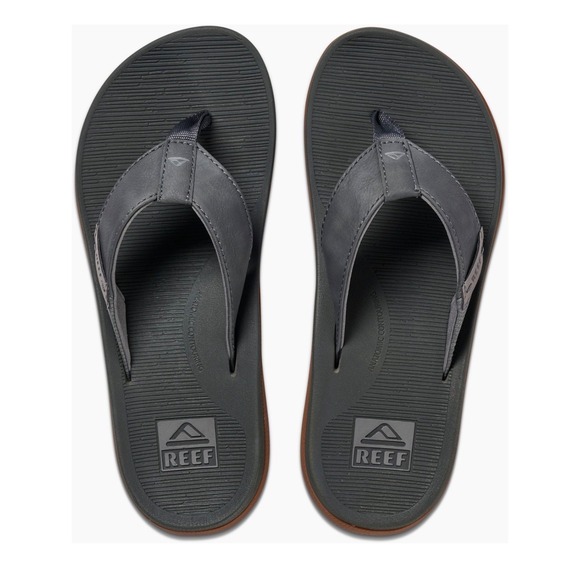 NEW REEF SANTA ANA Men's Sandals Flip Flop Slip On Comfort Leather Size 11 GREY - Picture 4 of 8